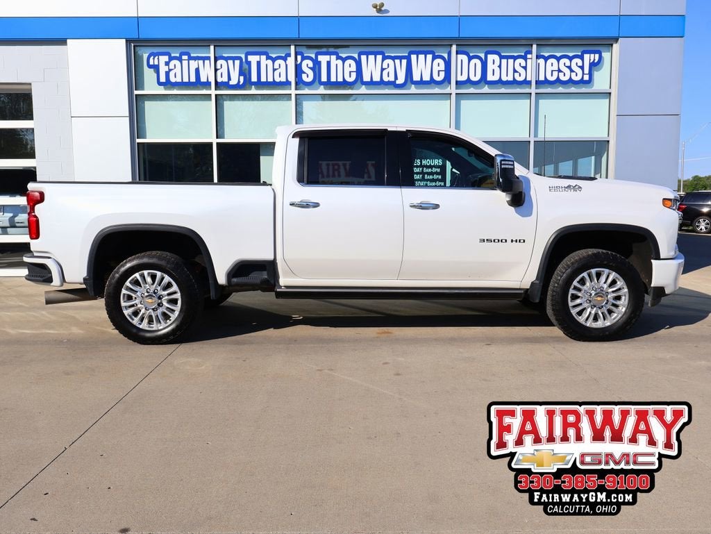 2023 Chevrolet Silverado 3500 HD High Country in Iridescent Pearl Tricoat — front three-quarter view