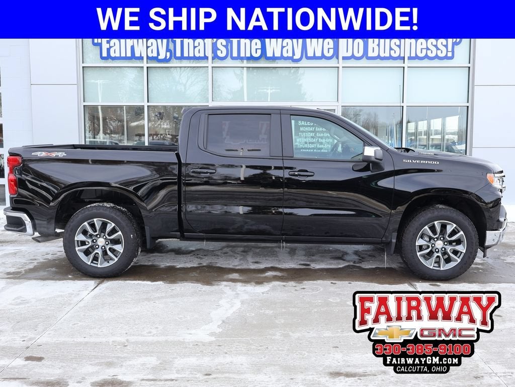 2026 Chevrolet Silverado 1500 LT (2FL) in Black — front three-quarter view
