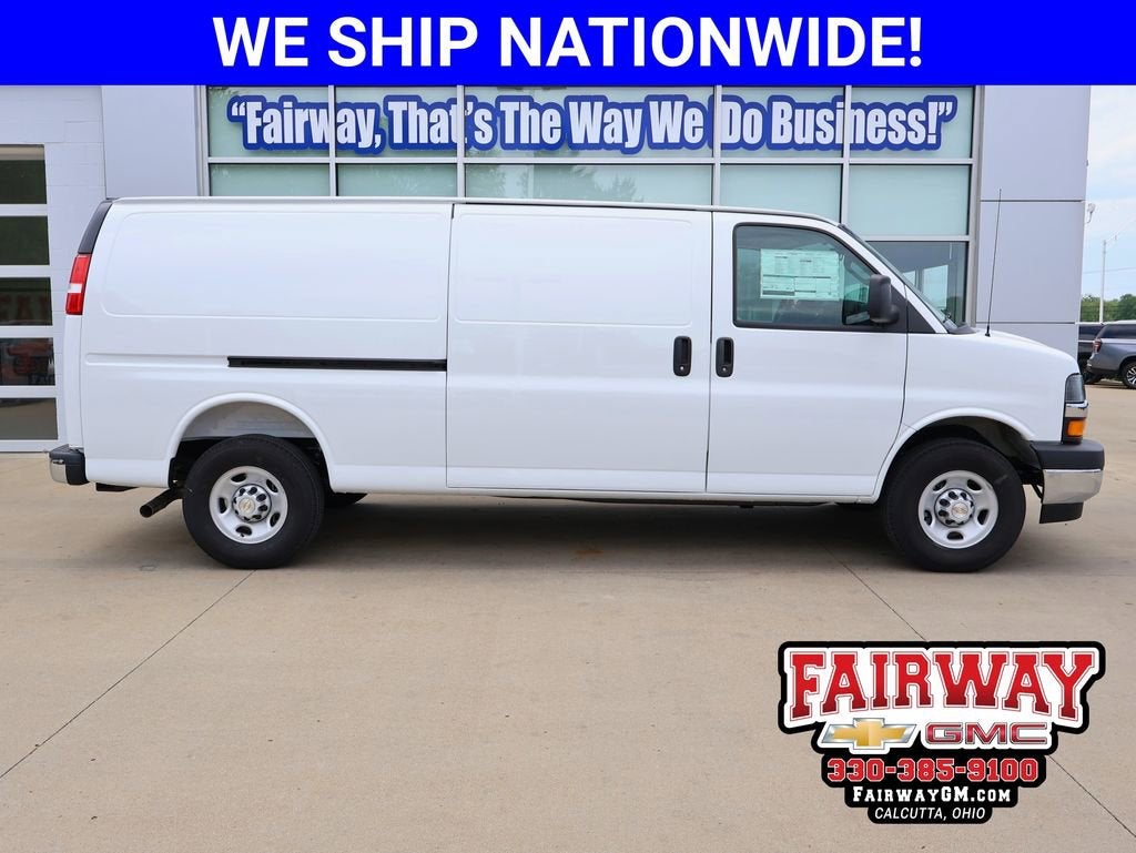 2026 Chevrolet Express Cargo WT in Summit White — front three-quarter view