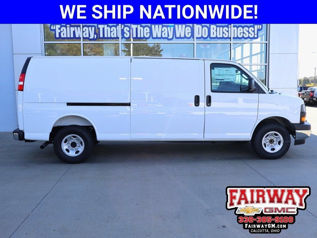 2025 Chevrolet Express Cargo WT in Summit White — front three-quarter view