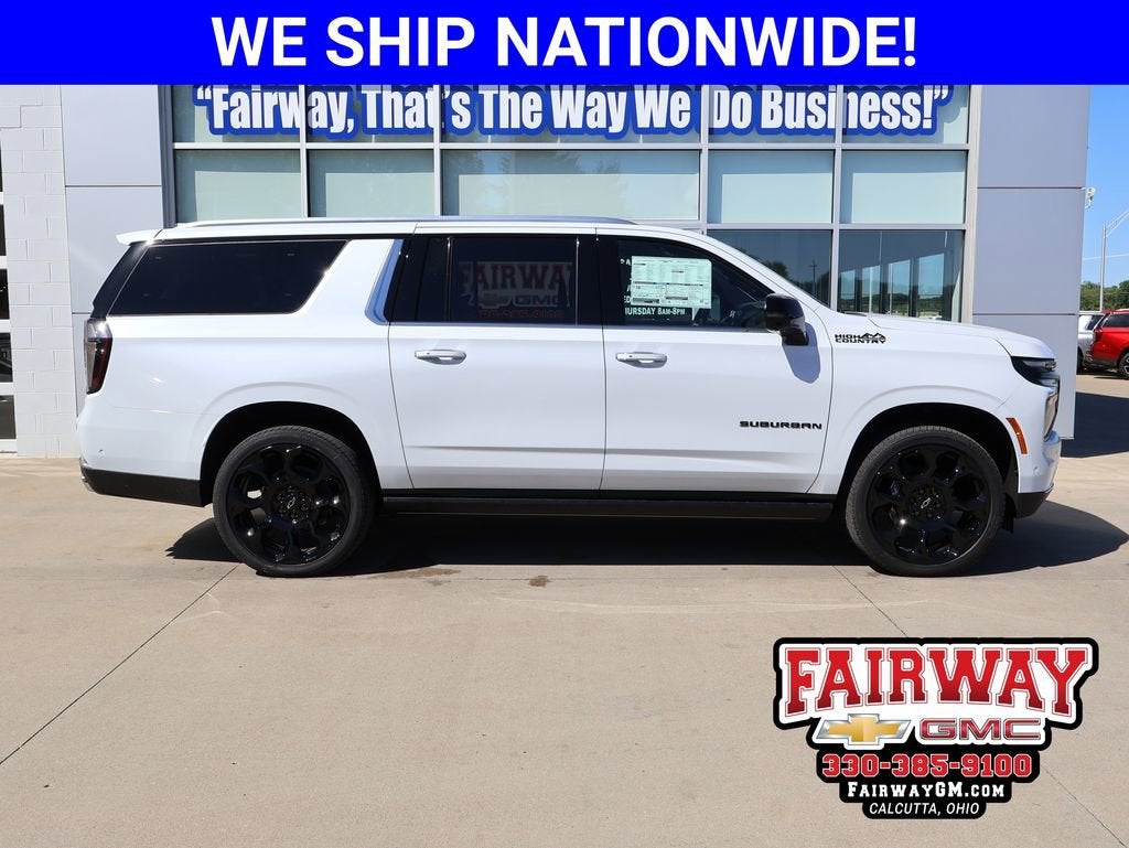 2026 Chevrolet Suburban High Country in Polar White Tricoat — front three-quarter view