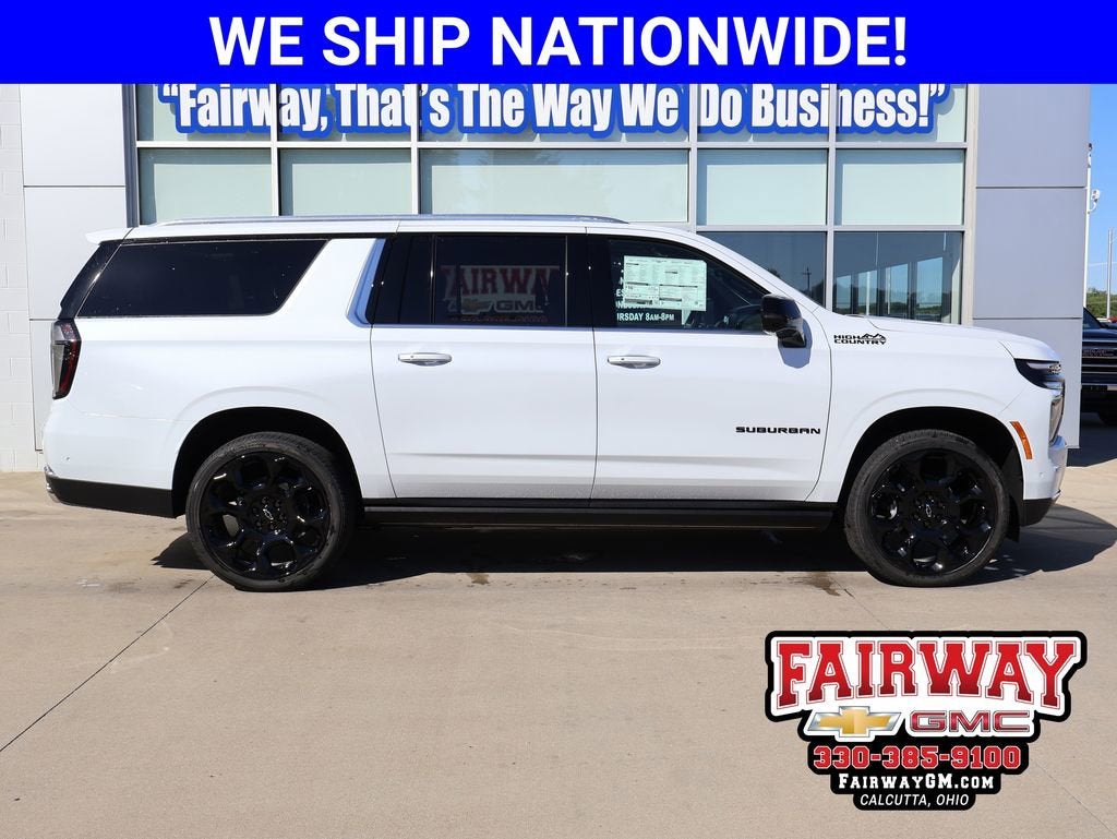 2026 Chevrolet Suburban High Country in Polar White Tricoat — front three-quarter view