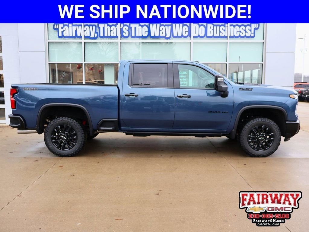 2026 Chevrolet Silverado 3500 HD LTZ in Lakeshore Blue Metallic — front three-quarter view
