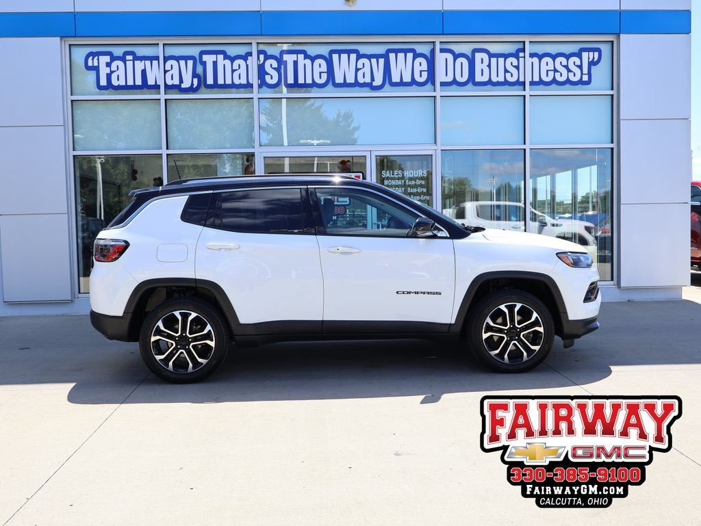 2022 Jeep Compass Limited 4x4 in White — front three-quarter view
