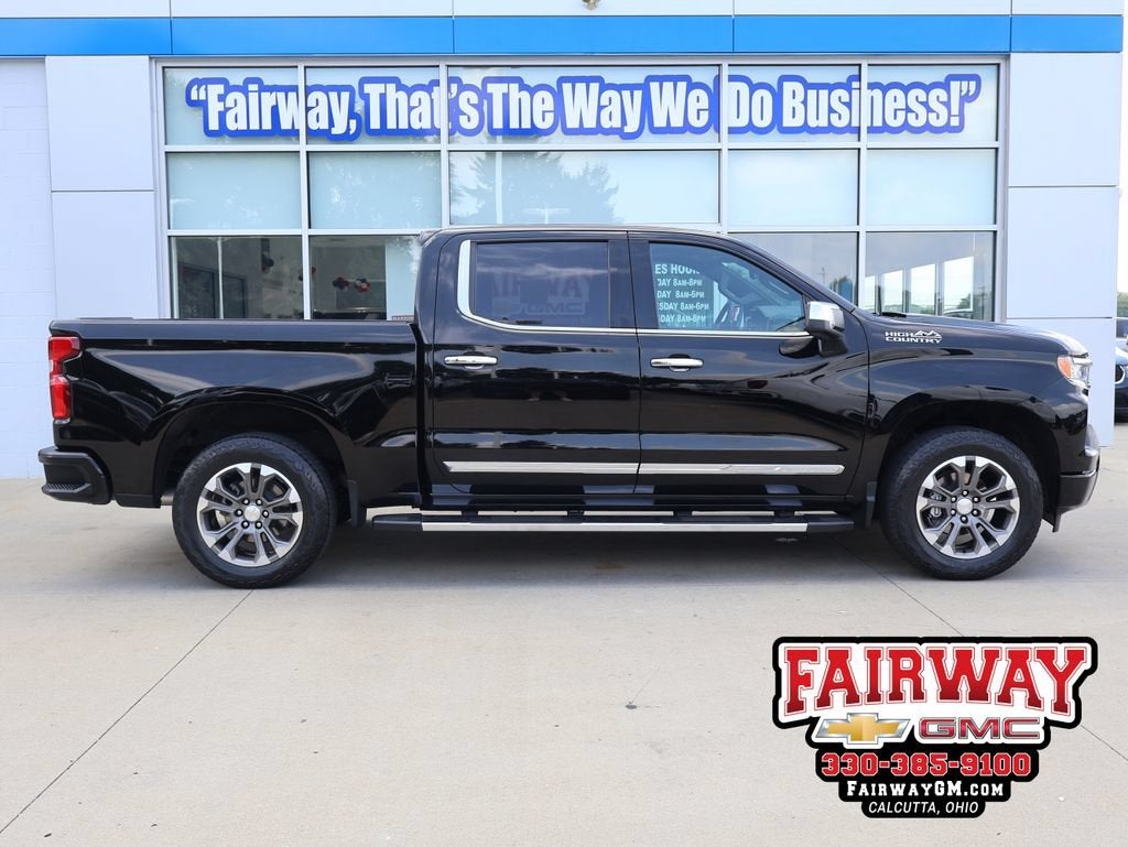 2023 Chevrolet Silverado 1500 High Country in Black — front three-quarter view