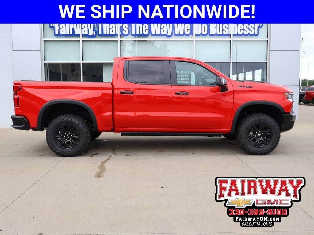 2026 Chevrolet Silverado 1500 ZR2 in Red Hot — front three-quarter view