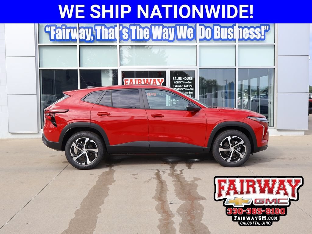 2026 Chevrolet Trax 1RS in Apex Red — front three-quarter view